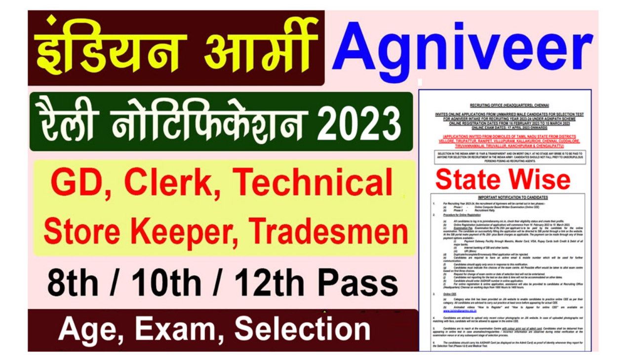 Army Agniveer Recruitment 2023 : આર્મી અગ્નિપથ ભરતી 2023